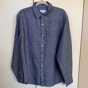 MENS Gap Linen Chambray Button Down Size Large Boho Shirt